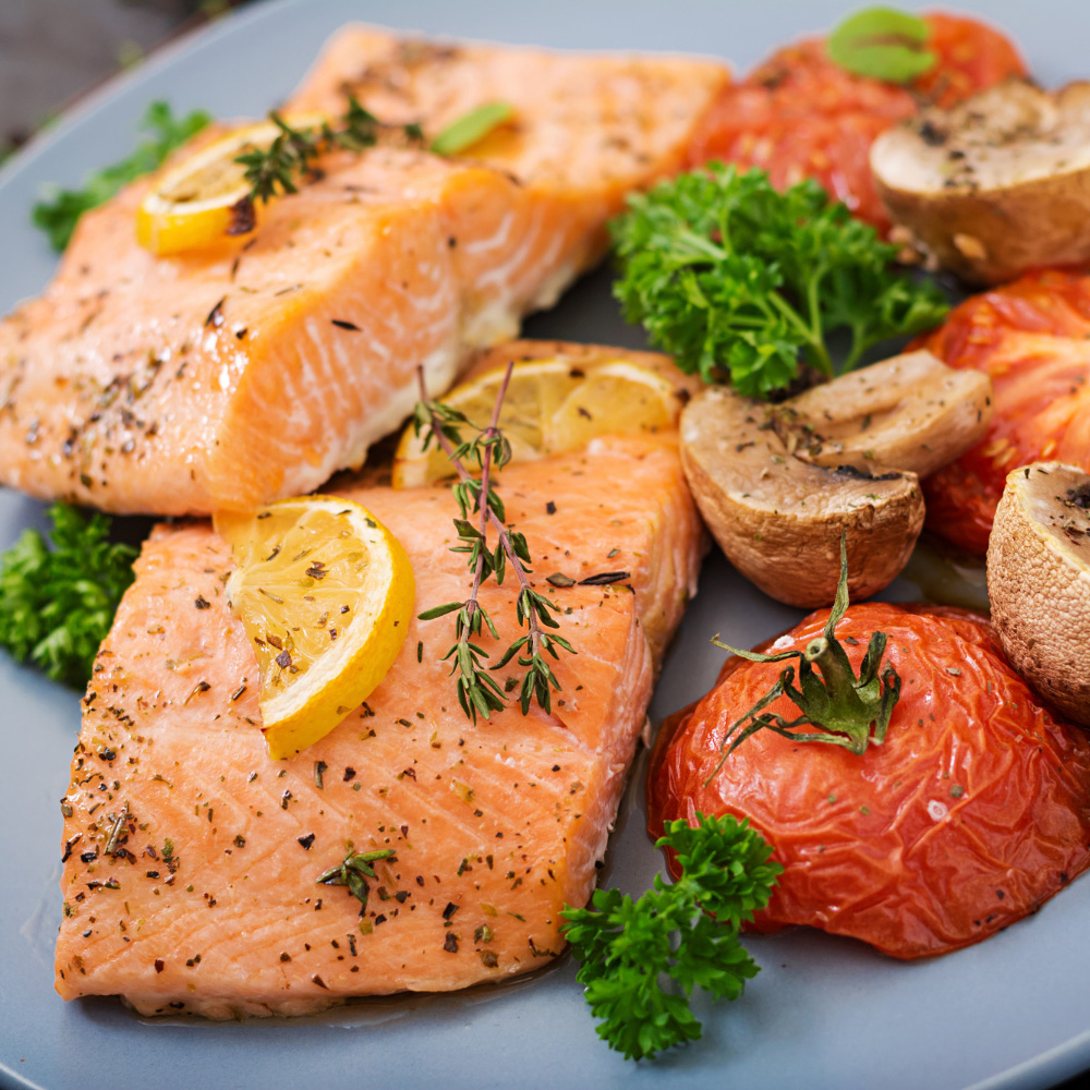 Baked Salmon with Roasted Vegetables