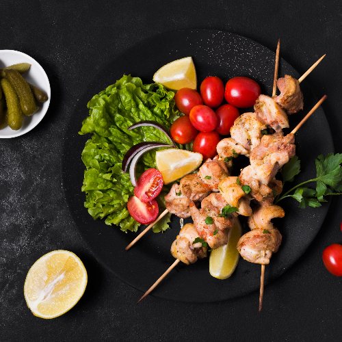 Grilled Chicken and Vegetable Skewers.